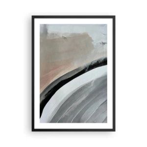 Affiche dans un cadre noir - Poster - Composition abstraite avec des lignes dans les tons de gris et de beige. - 50x70cm - Composition : arc de noir et gris - Décoration murale moderne pour le salon et la chambre ARTTOR