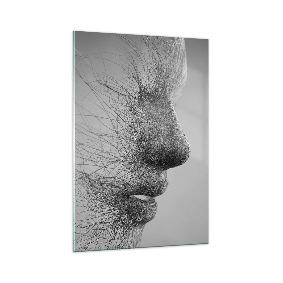 Impression sur verre - Image sur verre - Profil facial artistique créé avec des lignes délicates - 70x100cm - L'esprit du vent - Décoration murale moderne pour le salon et la chambre ARTTOR