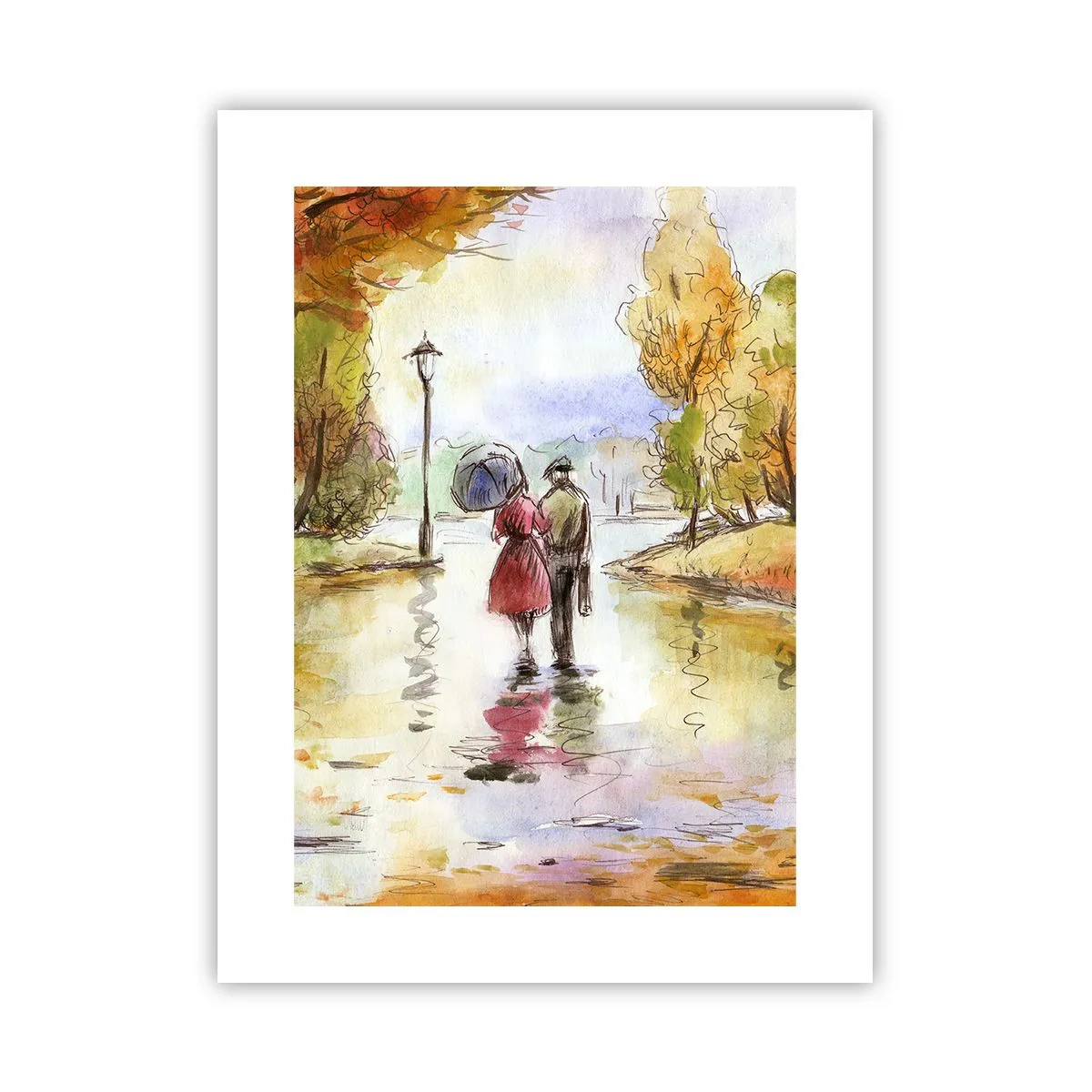 Affiche - Poster - Automne romantique dans le parc - 30x40 cm