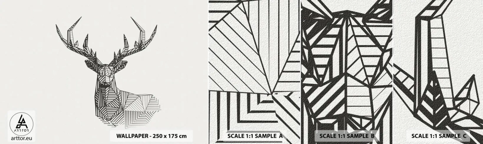Échantillon De Papier Peint Standard Eco - Cerf dans un style cubique - Abstraction, Cerf, Animaux - 100x30 cm