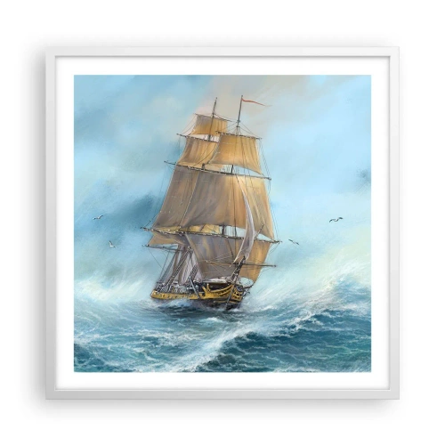 Affiche dans un cadre blanc - Poster - Se précipitant sur les vagues - 60x60 cm