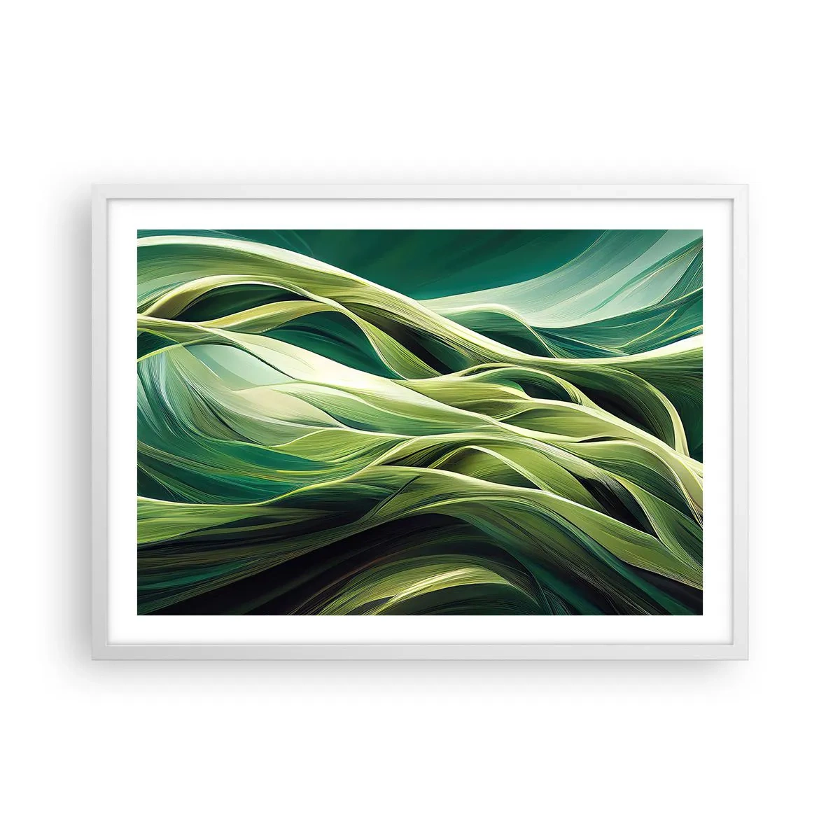Affiche dans un cadre blanc - Poster - Jeu de vert abstrait - 70x50 cm