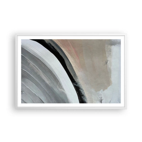 Affiche dans un cadre blanc - Poster - Composition : arc de noir et gris - 91x61 cm