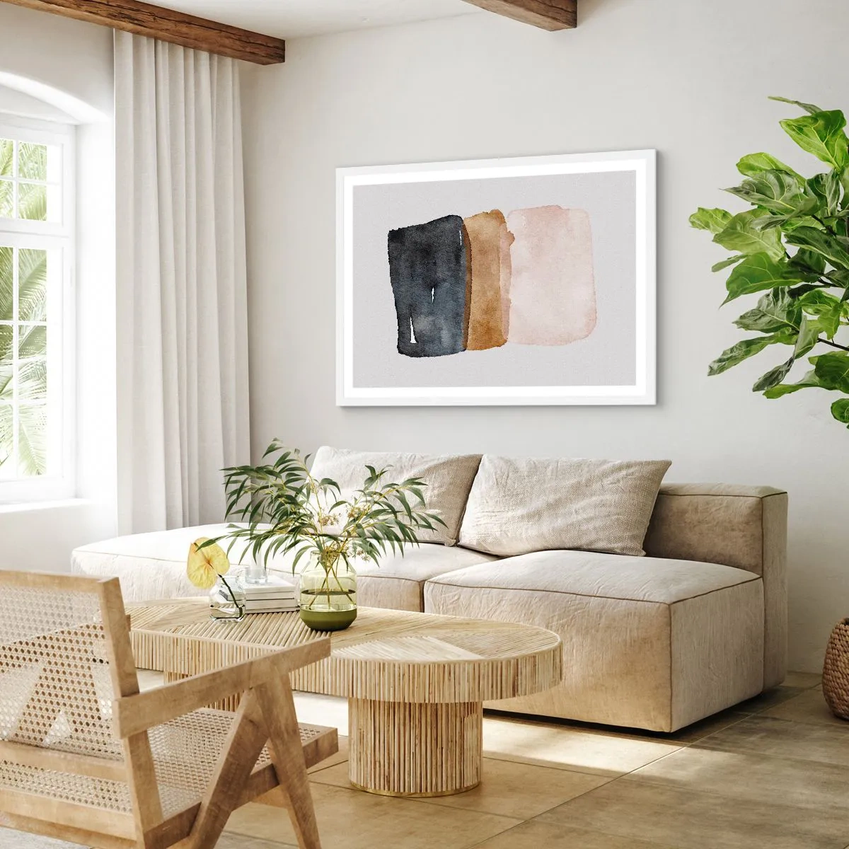 Affiche dans un cadre blanc - Poster - Composition de couleurs de la terre - 100x70 cm