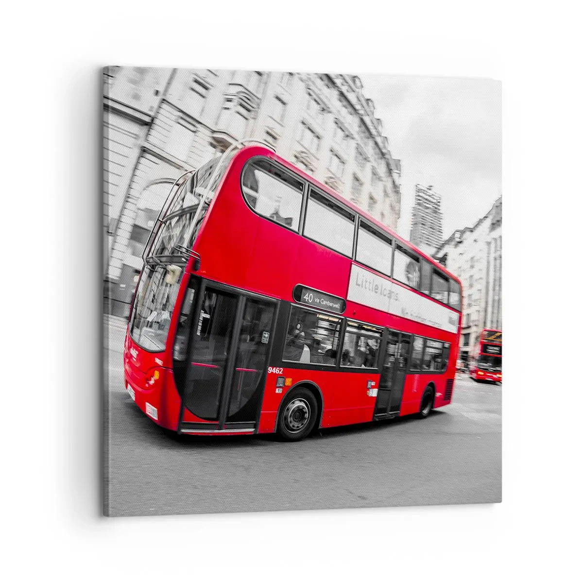 Impression sur toile - Image sur toile - Londres traditionnellement - en bus - 60x60 cm