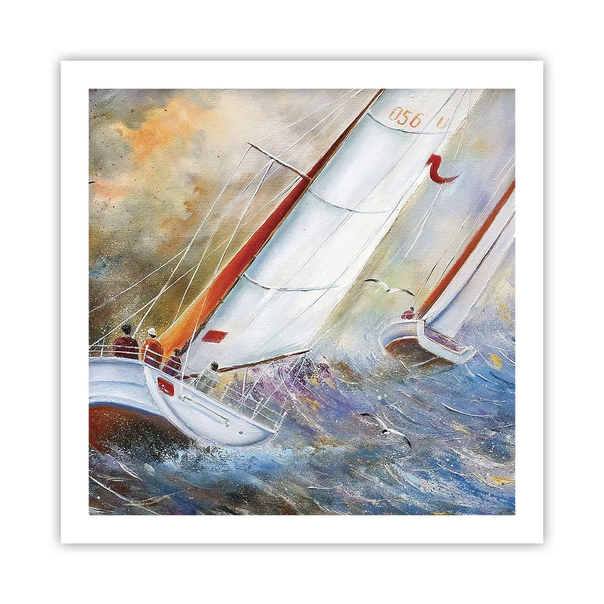 Affiche - Poster - Concourir sur les vagues - 60x60 cm