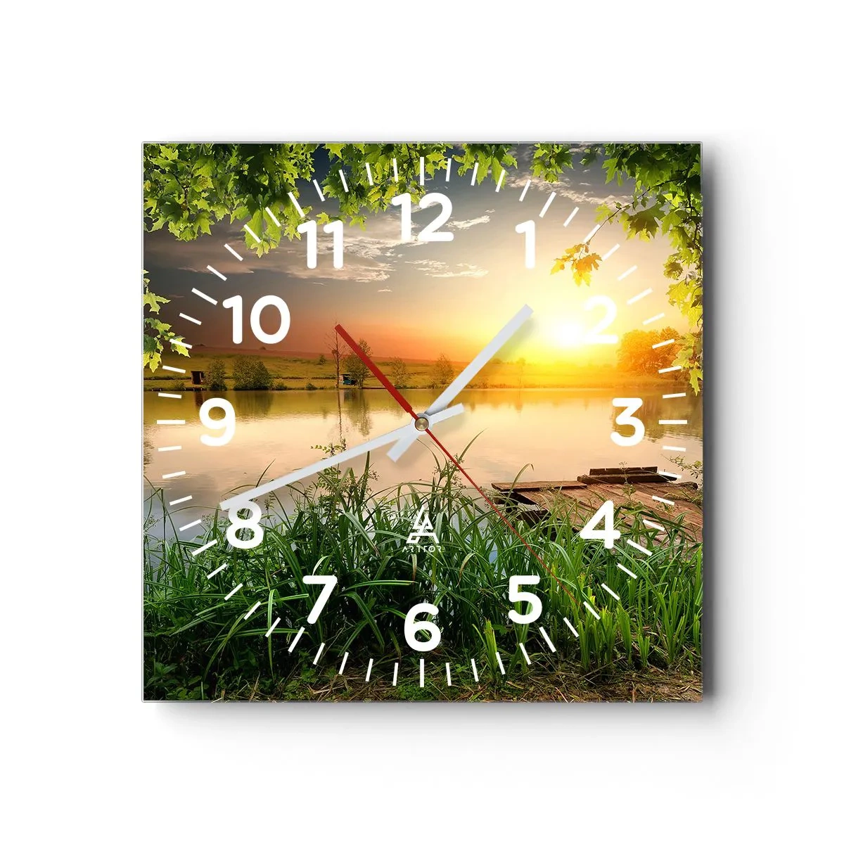 Horloge murale - Pendule murale - Paysage dans un cadre verdoyant - 40x40 cm