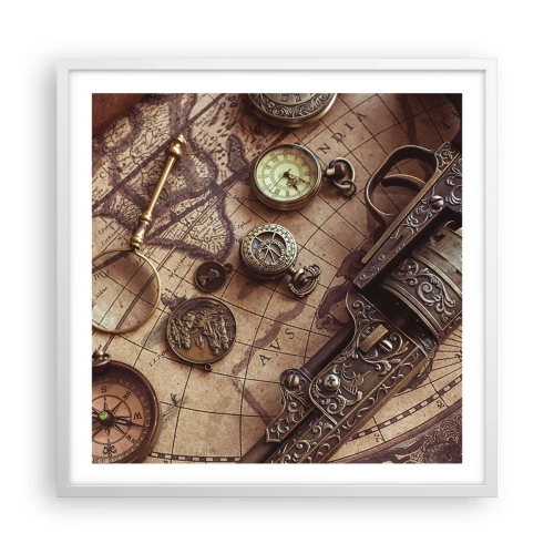 Affiche dans un cadre blanc - Poster - L'aventure appelle - 60x60 cm