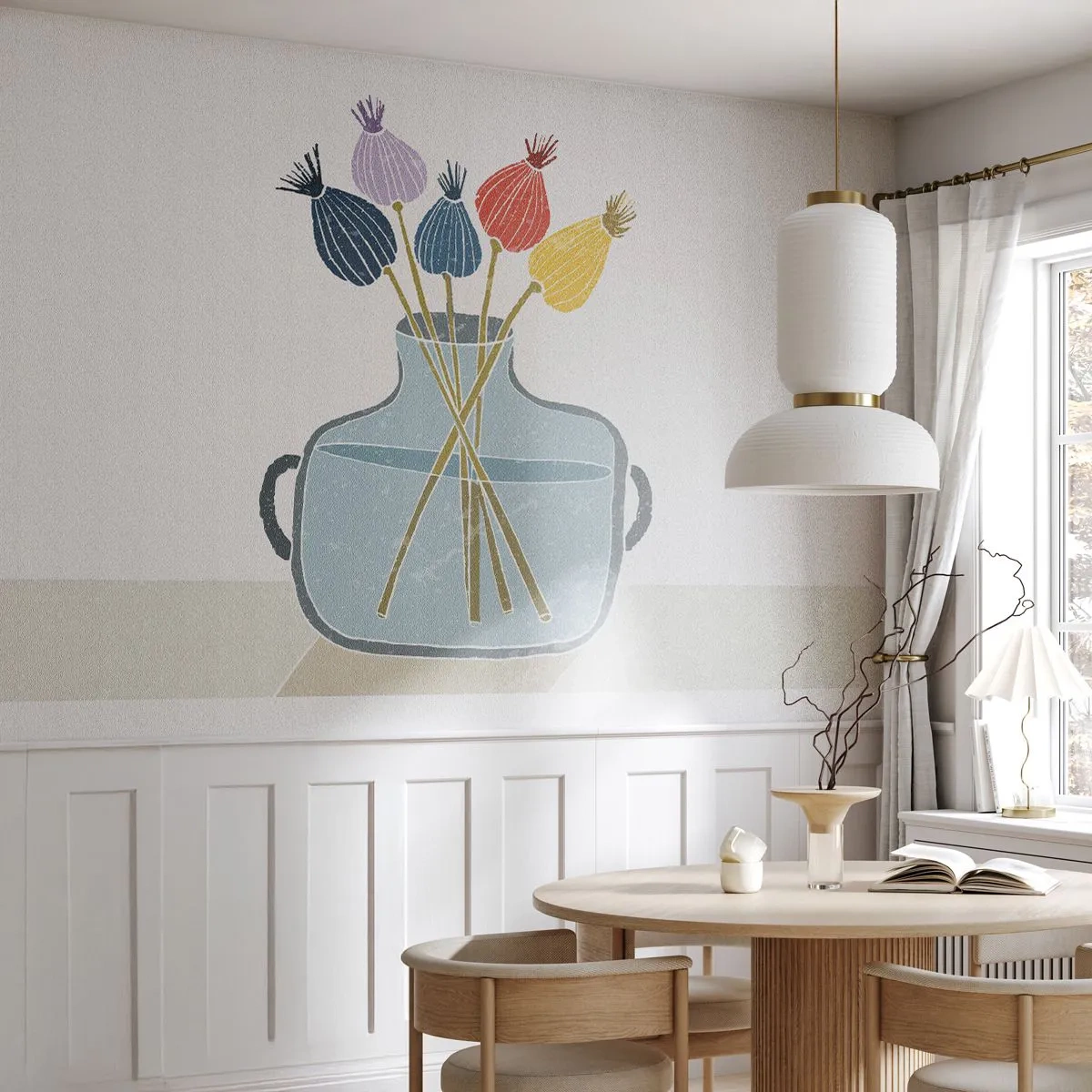 Papier Peint Photo Standard Eco - Comme s'il avait semé des graines de pavot - Fleurs, Vase, Minimalisme - 150x105 cm