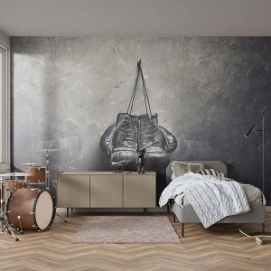 Papier Peint Photo Premium Canvas - Un temps pour se battre et un temps pour la paix - Boîte, Gants de boxe, Ancien - 400x280 cm