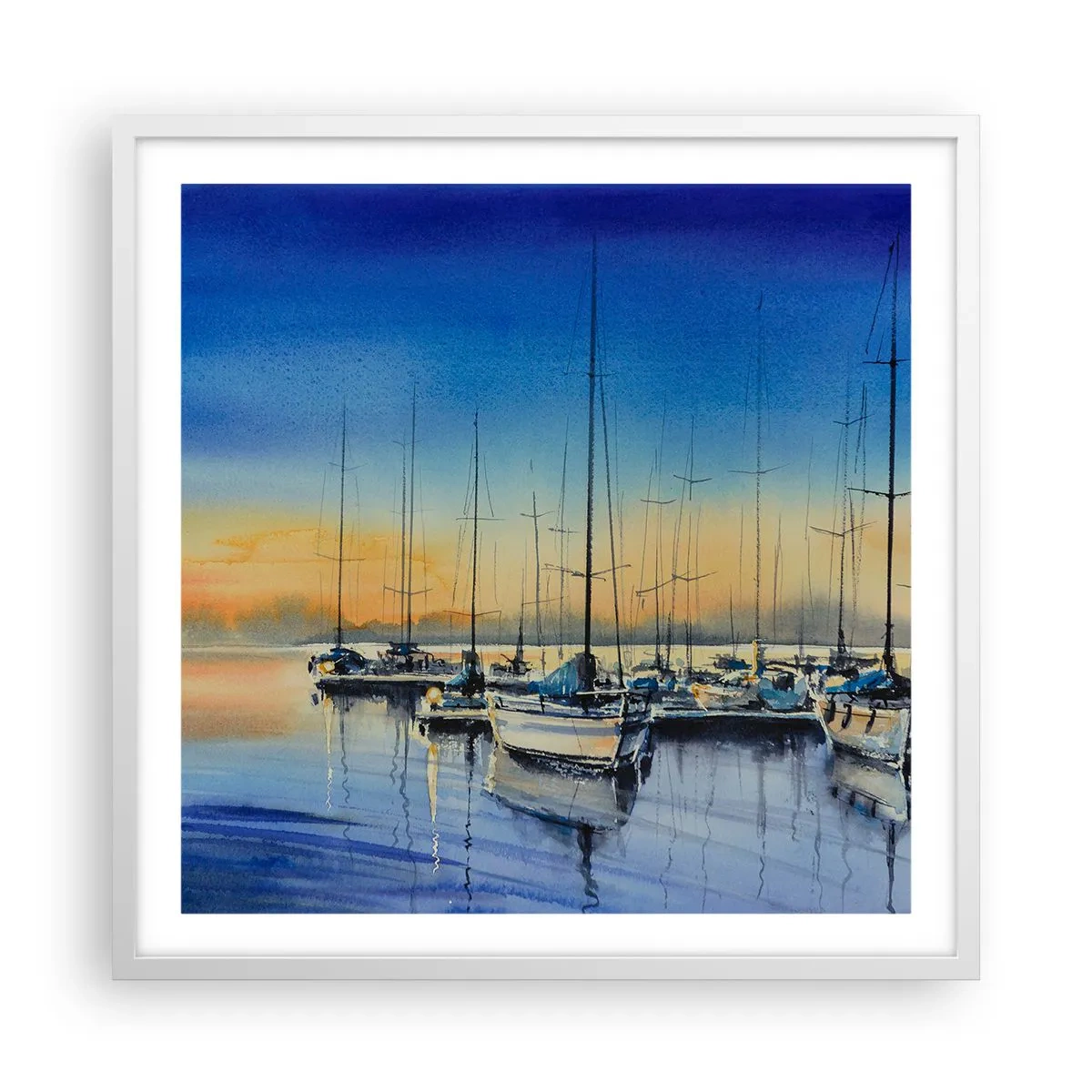 Affiche dans un cadre blanc - Poster - Fin d'une belle journée - 60x60 cm