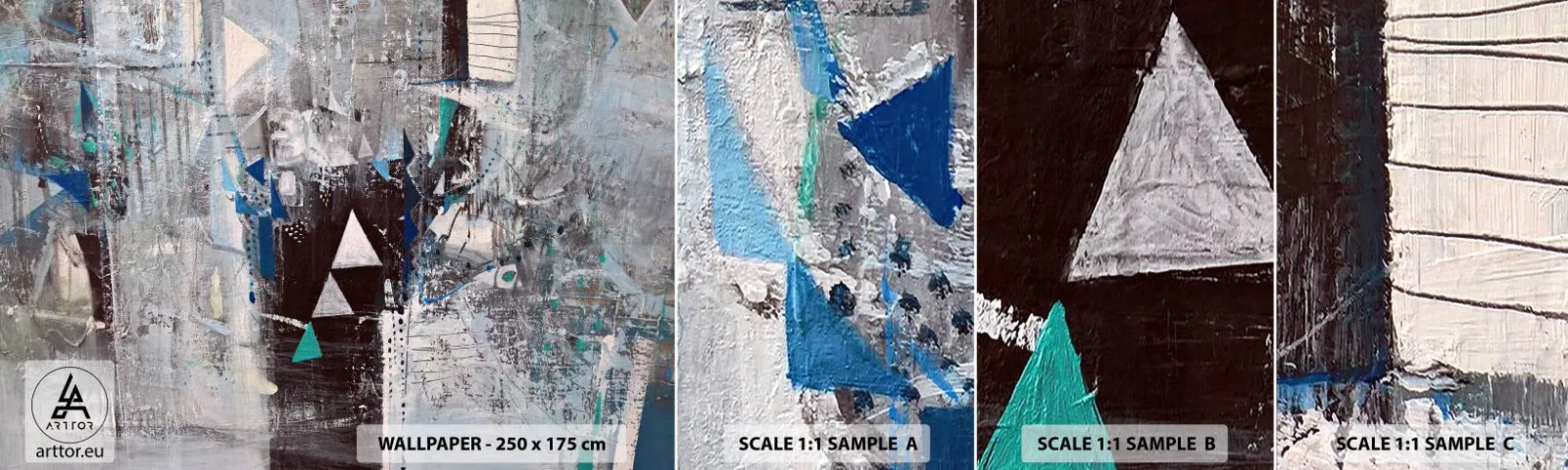 Échantillon de Papier Peint Autocollant Deluxe Sticker - Ordre prioritaire des triangles - Abstraction, Morceau, Modèle moderne - 100x30 cm