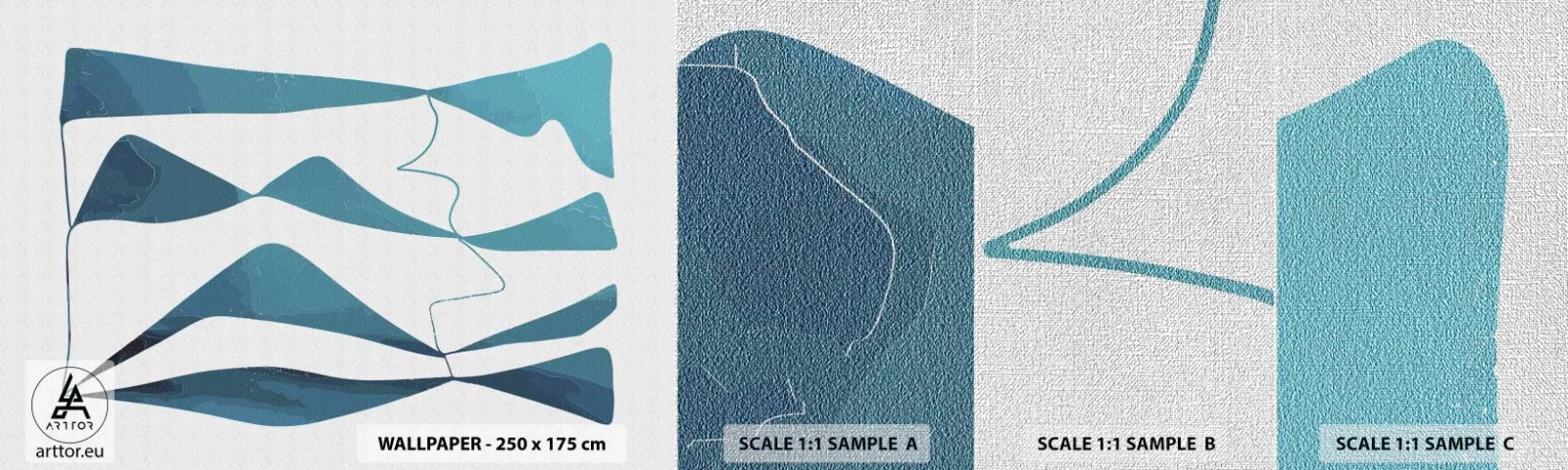 Échantillon de Papier Peint Premium Canvas - Abstraction : composé turquoise - Minimalisme, Éléments, Abstraction - 100x30 cm