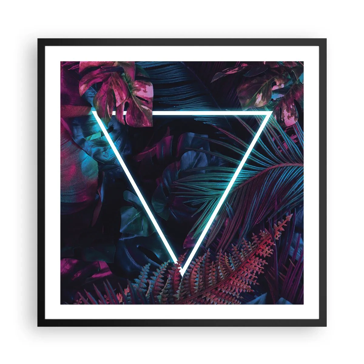 Affiche dans un cadre noir - Poster - Jardin de style disco - 60x60 cm
