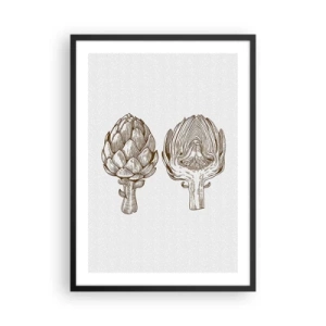 Affiche dans un cadre noir - Poster - Illustration vintage de deux artichauts - 50x70cm - Leçon d’anatomie - Décoration murale moderne pour le salon et la chambre ARTTOR