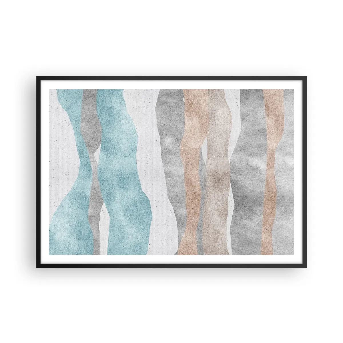 Affiche dans un cadre noir - Poster - Rayures abstraites aux tons pastel - 100x70cm - Une étude de proximité - Décoration murale moderne pour le salon et la chambre ARTTOR