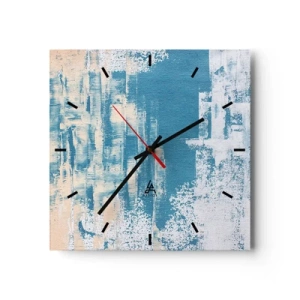 Horloge murale - Pendule murale - Composition abstraite dans les tons de bleu et de blanc - 30x30cm - À travers un iceberg - Décoration murale moderne pour le salon et la chambre ARTTOR