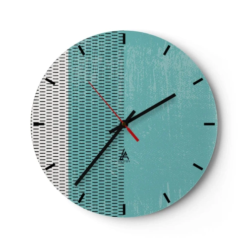 Horloge murale - Pendule murale - Graphismes turquoise et noirs avec un motif et une texture rythmiques - 30x30cm - Composition équilibrée - Décoration murale moderne pour le salon, la cuisine et la chambre ARTTOR