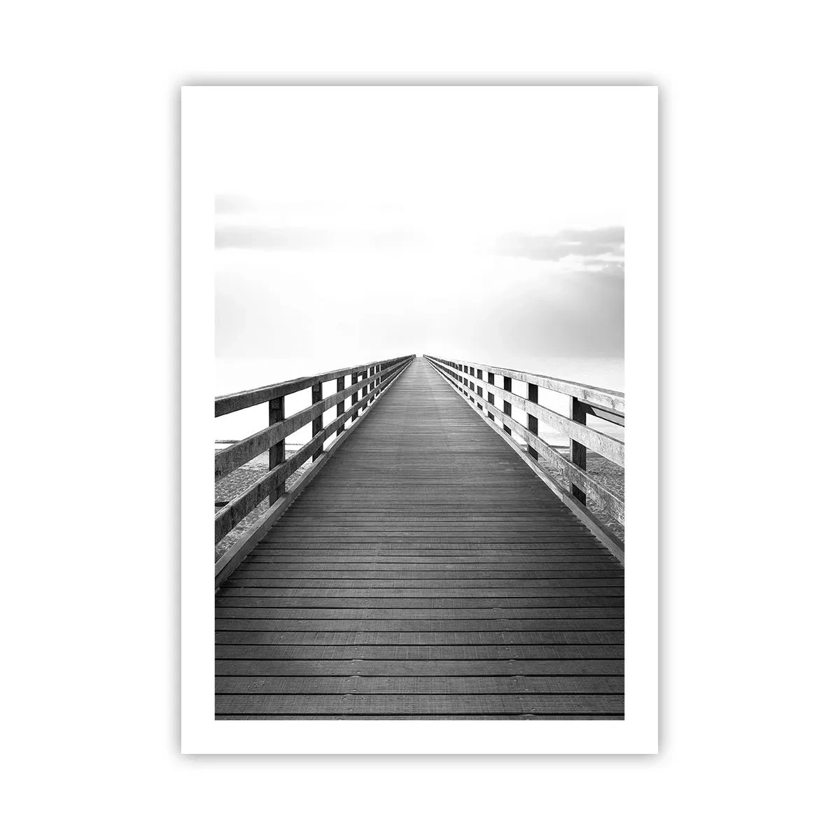 Affiche - Poster - Un pont noir et blanc menant à l'infini - 50x70cm - A perte de vue... - Décoration murale moderne pour le salon et la chambre ARTTOR