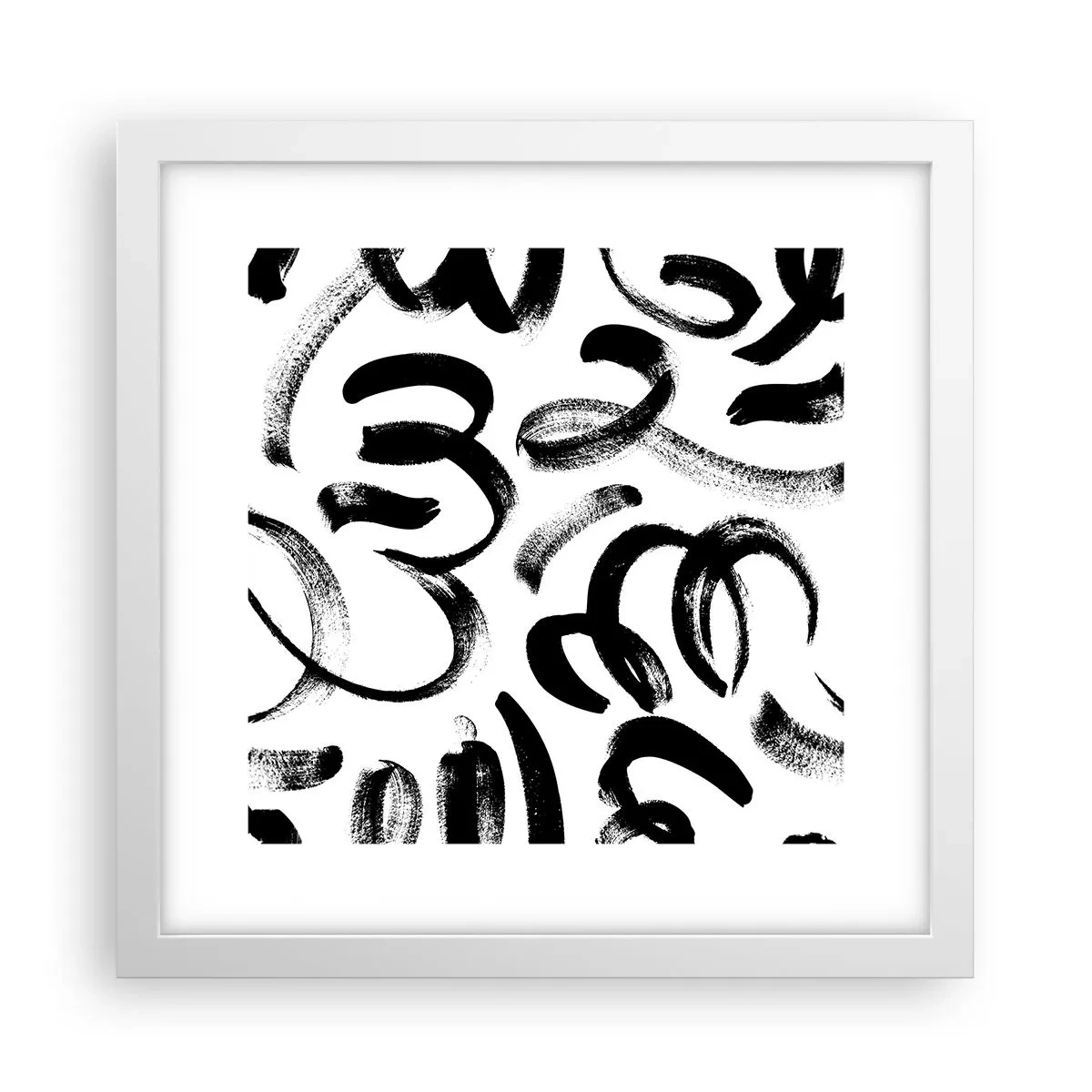 Affiche dans un cadre blanc - Poster - Noir sur blanc - 30x30 cm