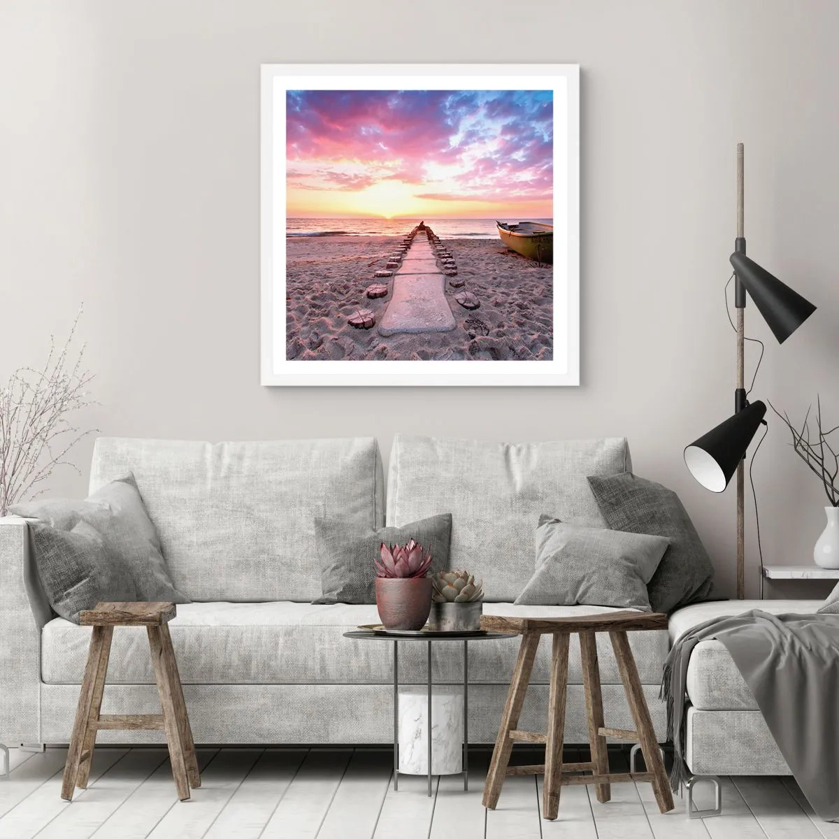 Affiche dans un cadre blanc - Poster - Moment d'expérience profonde - 40x40 cm