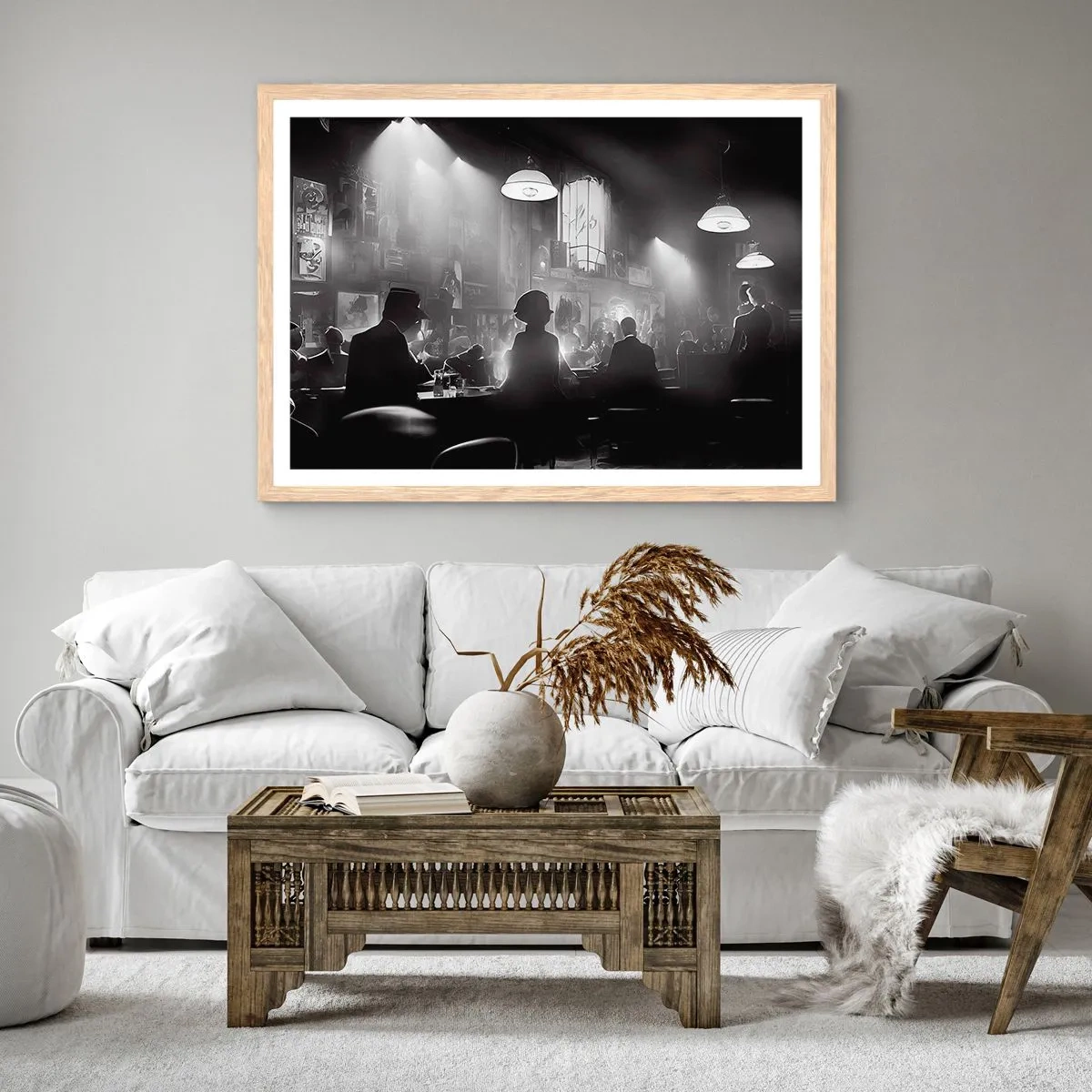 Affiche dans un chêne clair - Poster - Dans une ambiance jazz - 100x70 cm