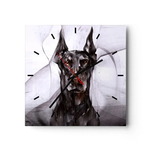 Horloge murale - Pendule murale - Portrait abstrait d'un chien dans une démarche artistique - 30x30cm - Né noble - Décoration murale moderne pour le salon et la chambre ARTTOR