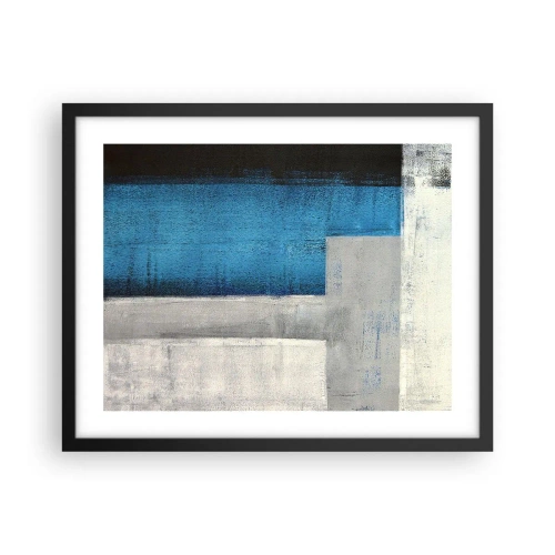 Affiche dans un cadre noir - Poster - Une composition poétique de gris et de bleu - 50x40 cm