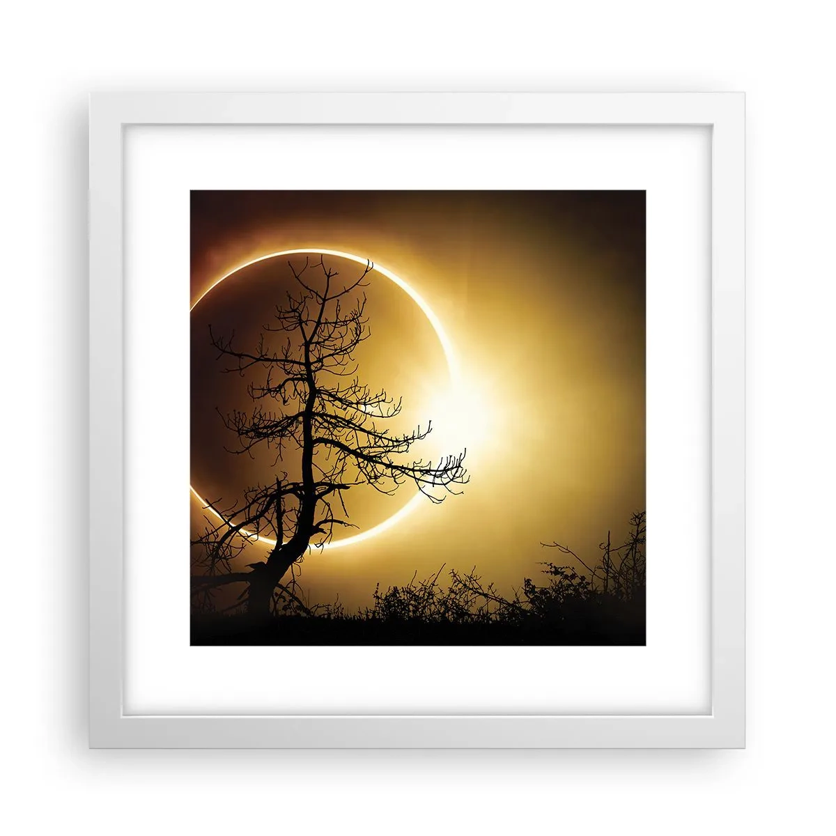 Affiche dans un cadre blanc - Poster - Éclipse totale - 30x30 cm