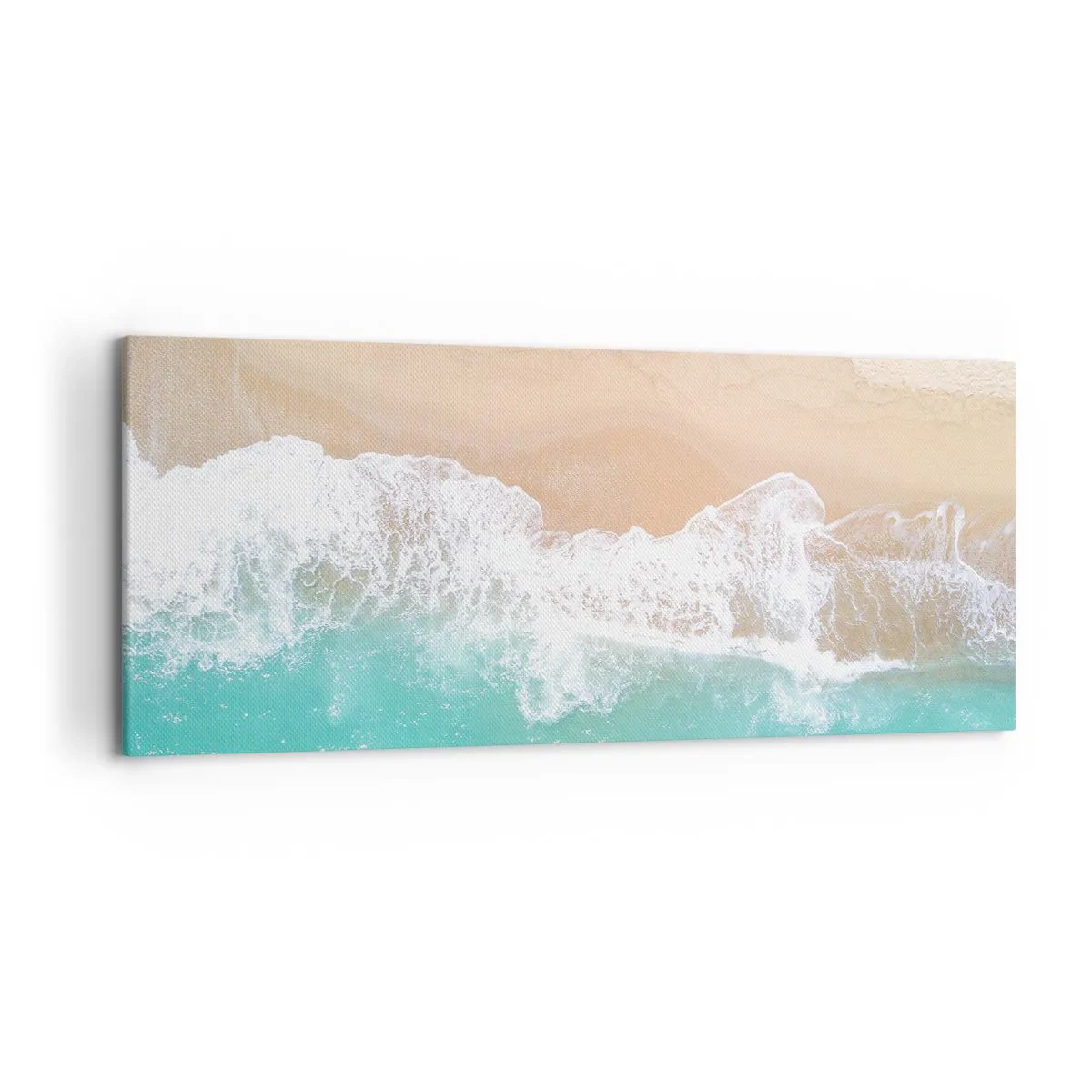 Impression sur toile - Image sur toile - Vue plongeante sur une plage aux eaux turquoise et aux vagues douces - 120x50cm - Caresse de l'océan - Décoration murale moderne pour le salon et la chambre ARTTOR