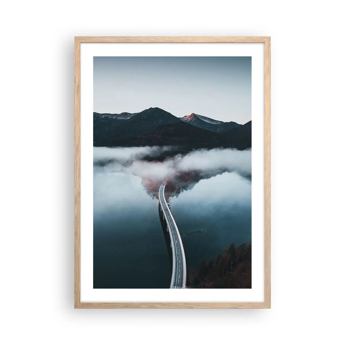 Affiche dans un chêne clair - Poster - Sur une eau aussi lisse qu'un miroir - 50x70 cm