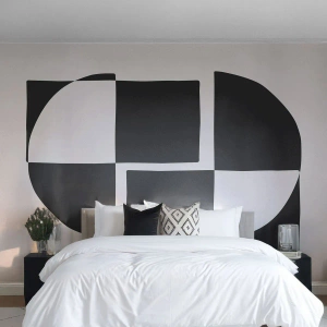 Papier Peint Autocollant Deluxe Sticker - Antithèse - Synthèse - Abstraction, Morceau, Noir et blanc - 400x280 cm