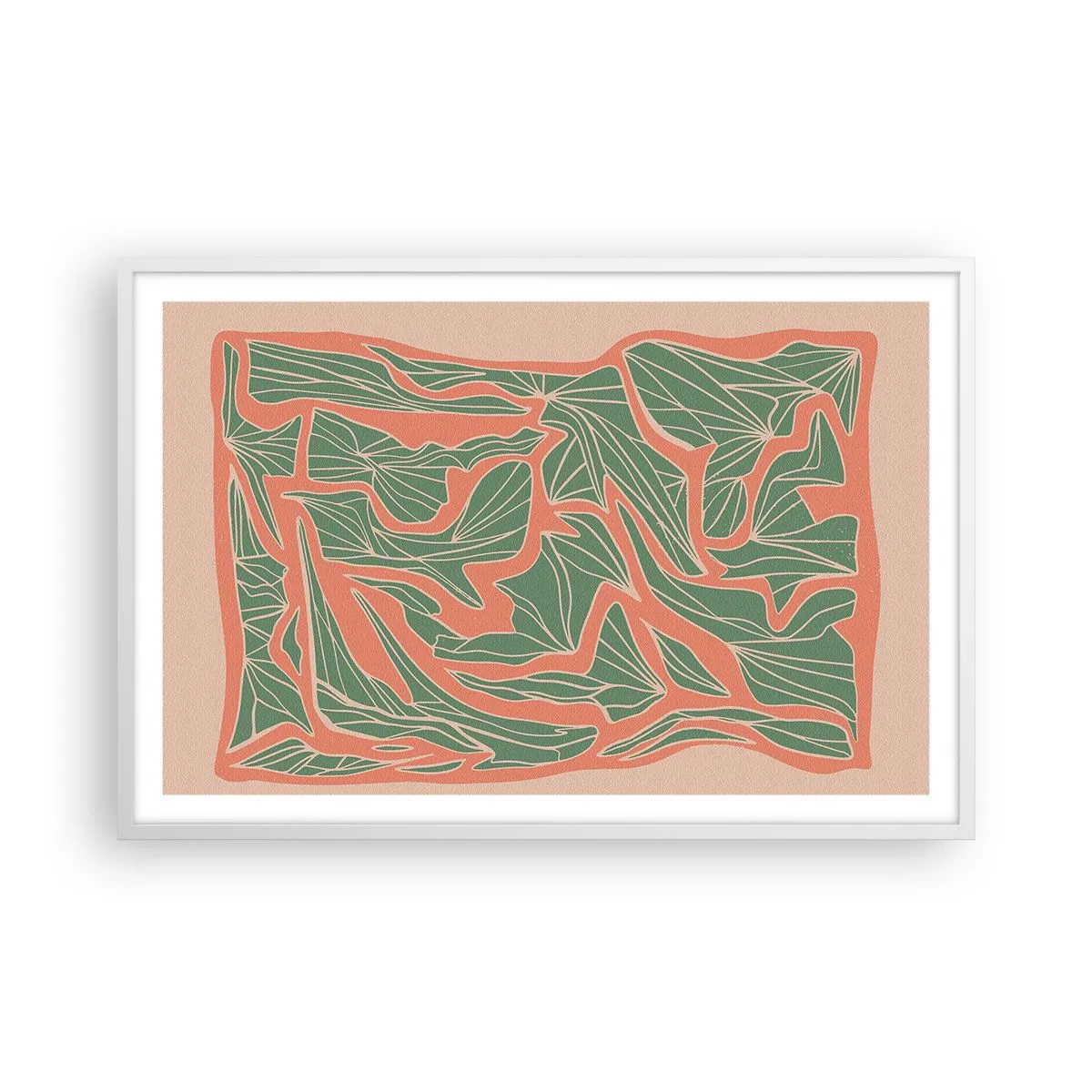 Affiche dans un cadre blanc - Poster - La lutte entre le corail et la verdure - 91x61 cm