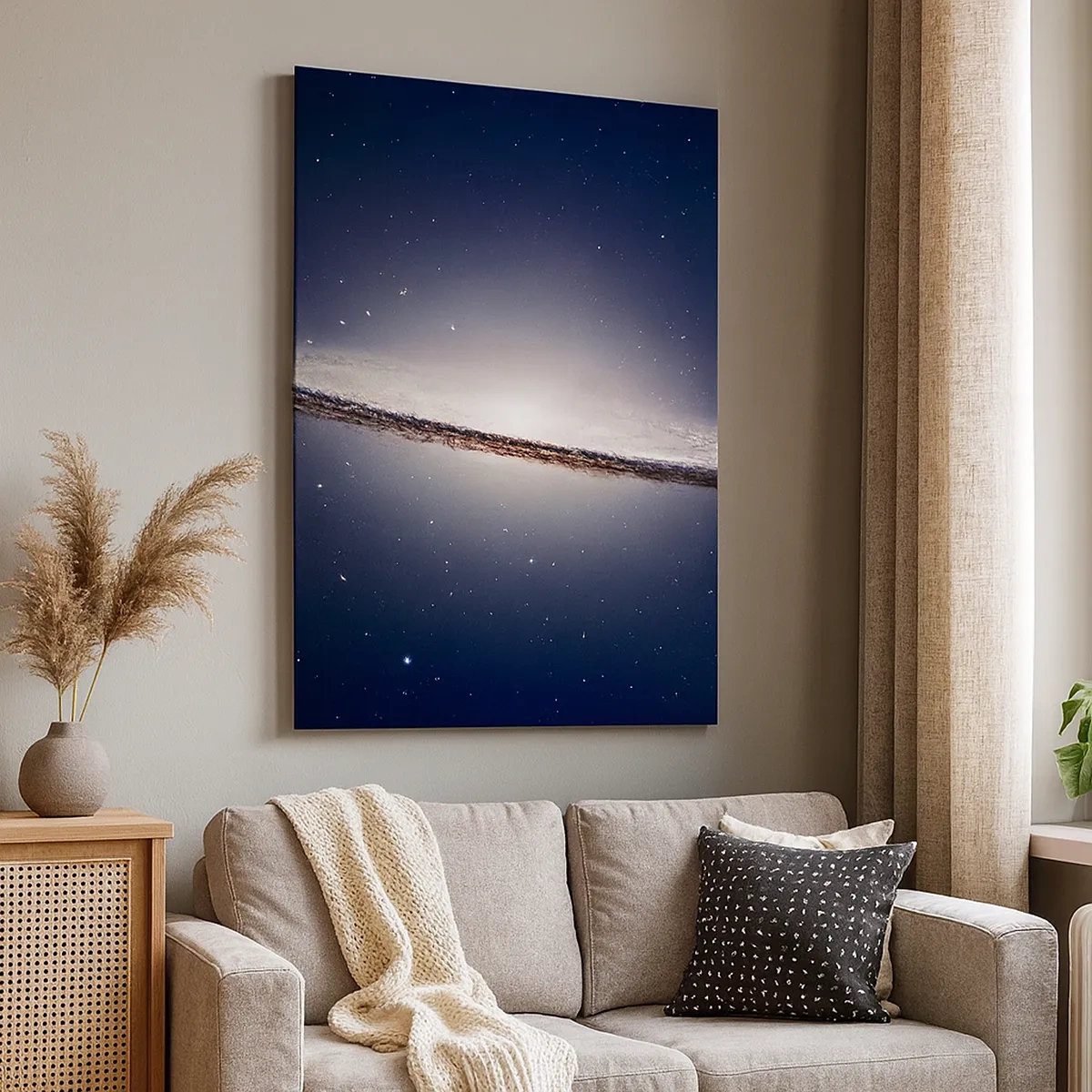Impression sur toile - Image sur toile - Une galaxie spirale sur fond d'espace étoilé - 50x70cm - Il y a bien longtemps, dans une galaxie très lointaine… - Décoration murale moderne pour le salon et la chambre ARTTOR