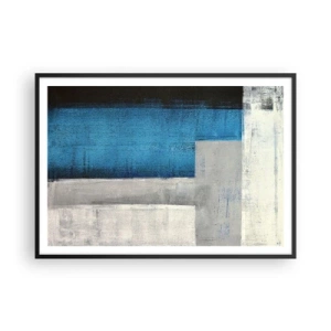 Affiche dans un cadre noir - Poster - Une composition abstraite avec des nuances de bleu, de gris et de blanc. - 100x70cm - Une composition poétique de gris et de bleu - Décoration murale moderne pour le salon et la chambre ARTTOR
