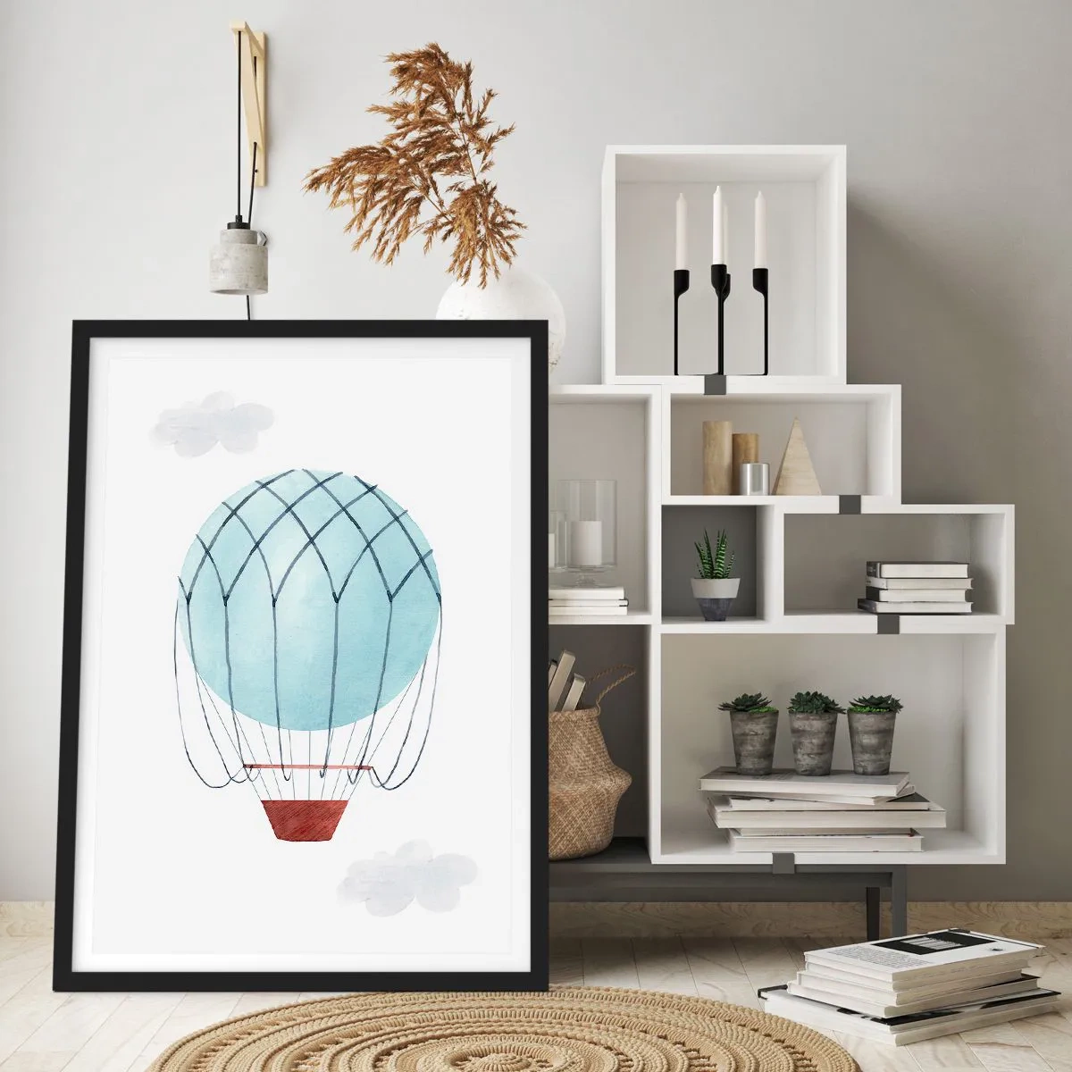 Affiche dans un cadre noir - Poster - Entièrement dans les nuages - 70x100 cm