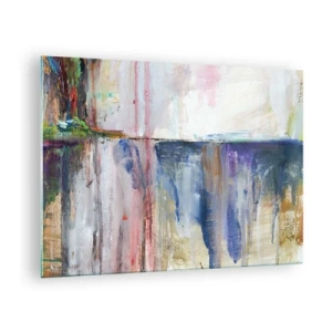 Impression sur verre - Image sur verre - Une abstraction colorée avec des stries de peinture et des textures dynamiques. - 70x50cm - Impressions et associations colorées - Décoration murale moderne pour le salon et la chambre ARTTOR