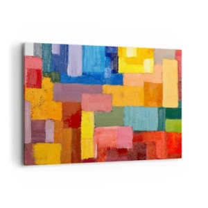 Impression sur toile - Image sur toile - Rectangles abstraits colorés dans différentes nuances - 120x80cm - Chacun est différent, tout est coloré - Décoration murale moderne pour le salon et la chambre ARTTOR