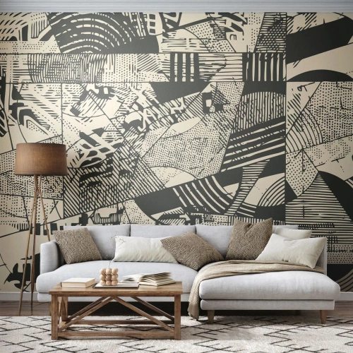 Papier Peint Photo Premium Sand - Dynamique du modernisme - Abstraction, Ancien, Graphique - 250x175 cm
