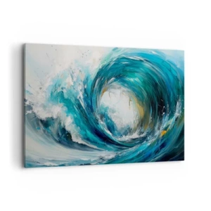 Impression sur toile - Image sur toile - Une vague dynamique dans les tons bleu et turquoise - 120x80cm - Portail maritime - Décoration murale moderne pour le salon et la chambre ARTTOR