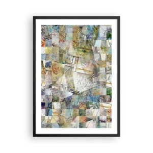 Affiche dans un cadre noir - Poster - Une mosaïque abstraite de formes géométriques dans des tons terreux. - 50x70cm - Remaniement géométrique - Décoration murale moderne pour le salon et la chambre ARTTOR