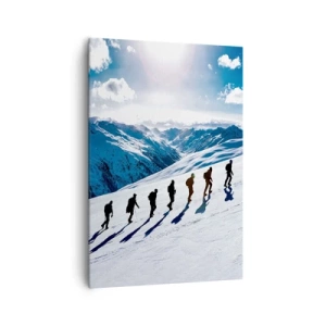 Impression sur toile - Image sur toile - Un groupe d'alpinistes gravissant une pente enneigée - 70x100cm - L'équipe des conquérants - Décoration murale moderne pour le salon et la chambre ARTTOR