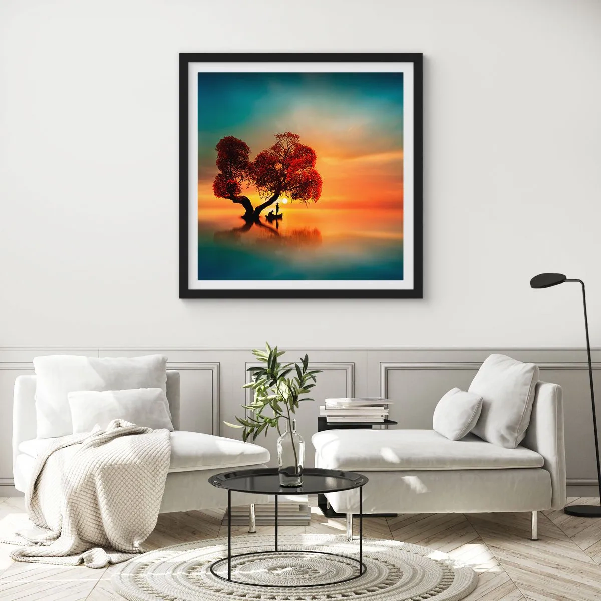 Affiche dans un cadre noir - Poster - Plénitude et éloignement sans monde - 60x60 cm