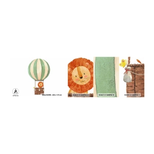 Échantillon de Papier Peint Autocollant Deluxe Sticker - Les voyages de Léon - Ballon, Lion, Enfants - 100x30 cm