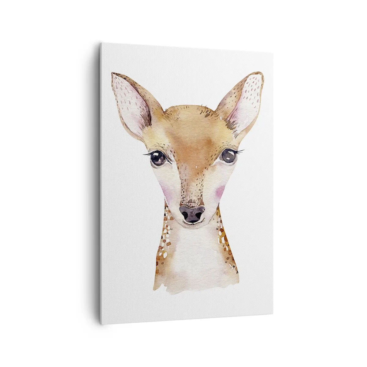 Impression sur toile - Image sur toile - Portrait à l'aquarelle d'un jeune chevreuil sur fond blanc - 70x100cm - L'innocence de la nature - Décoration murale moderne pour le salon et la chambre ARTTOR