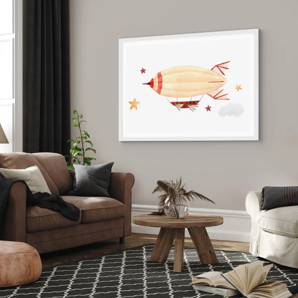 Affiche dans un cadre blanc - Poster - Dirigeable - 91x61 cm