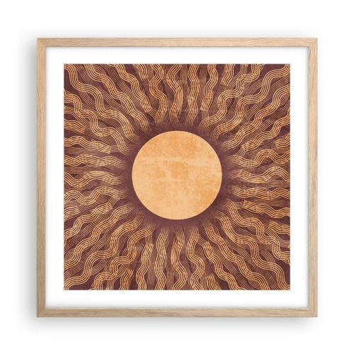 Affiche dans un chêne clair - Poster - Icône du soleil - 50x50 cm