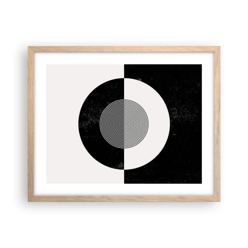 Affiche dans un chêne clair - Poster - Harmonie de noir et blanc - 50x40 cm