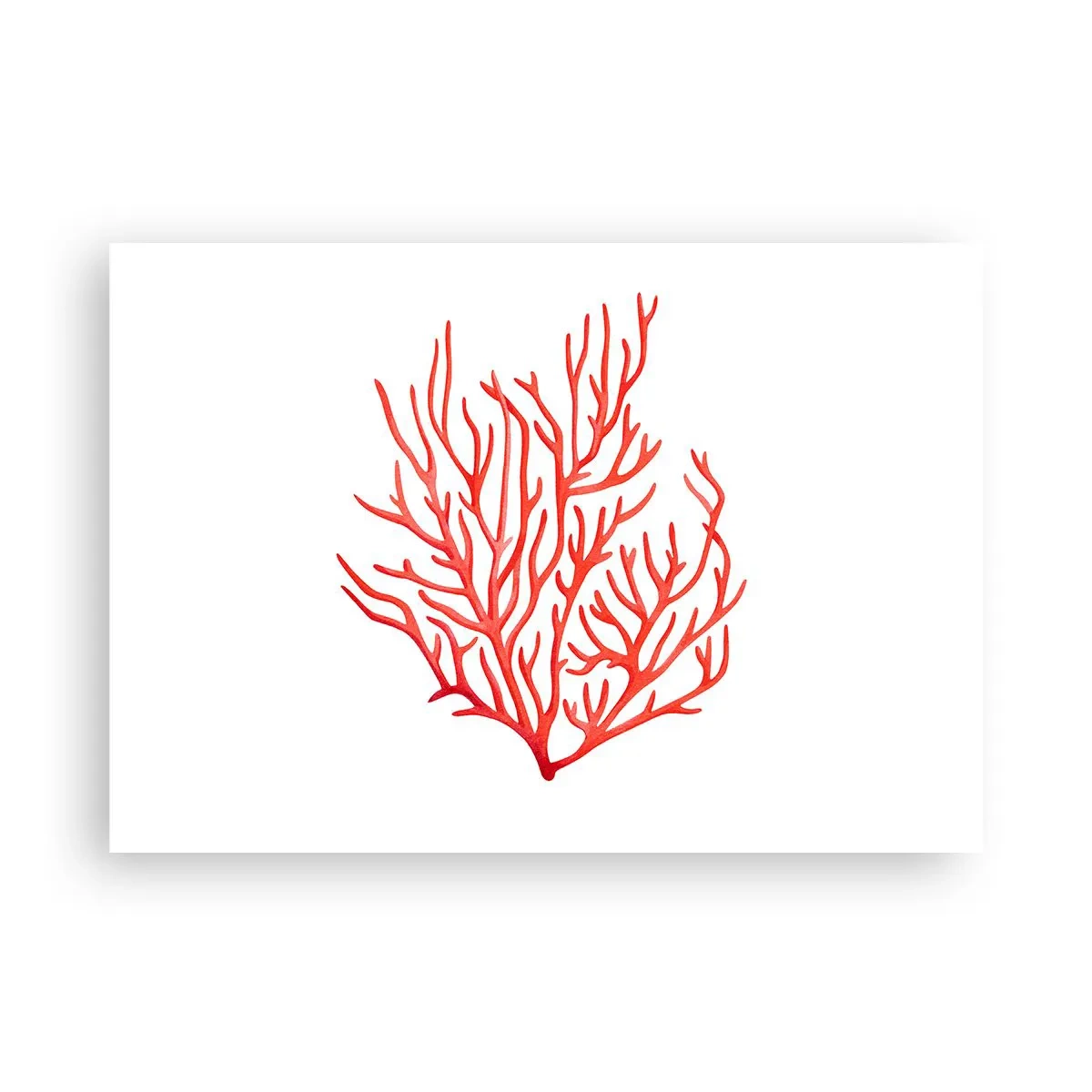 Affiche - Poster - Corail rouge sur fond blanc dans un style minimaliste - 100x70cm - Filigrane de corail - Décoration murale moderne pour le salon et la chambre ARTTOR