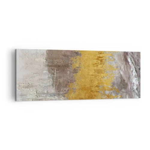 Impression sur toile - Image sur toile - Motif abstrait doré et beige - 140x50cm - Une explosion d'or - Décoration murale moderne pour le salon et la chambre ARTTOR